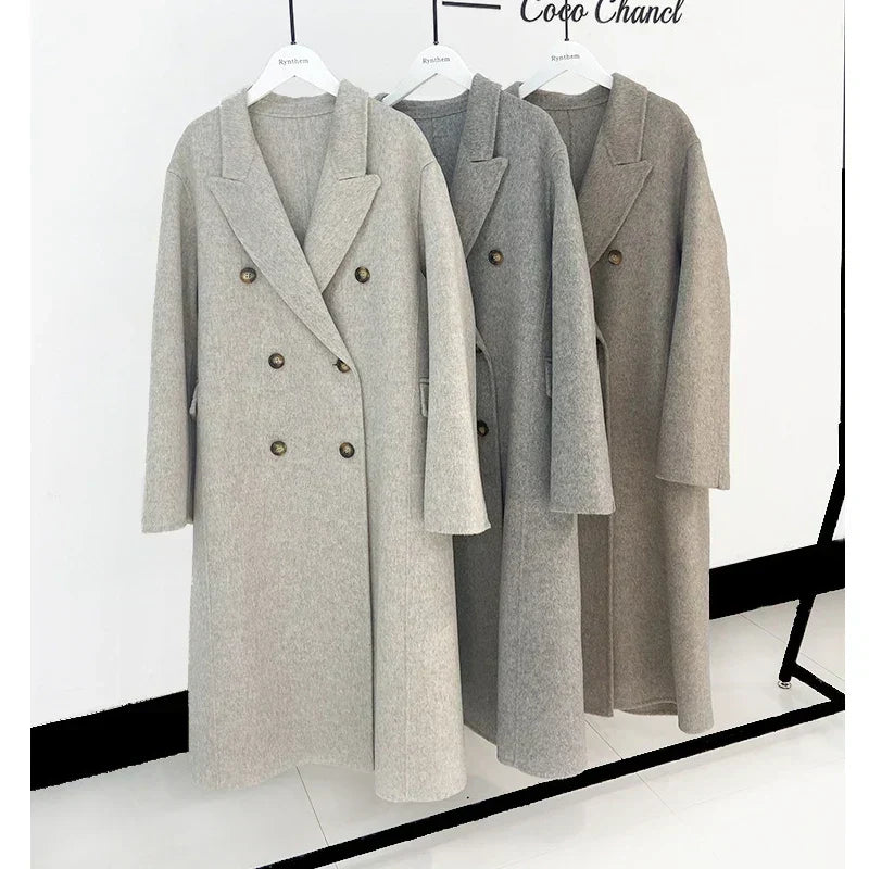 Turn-Down Collar Cashmere Wool Overcoat