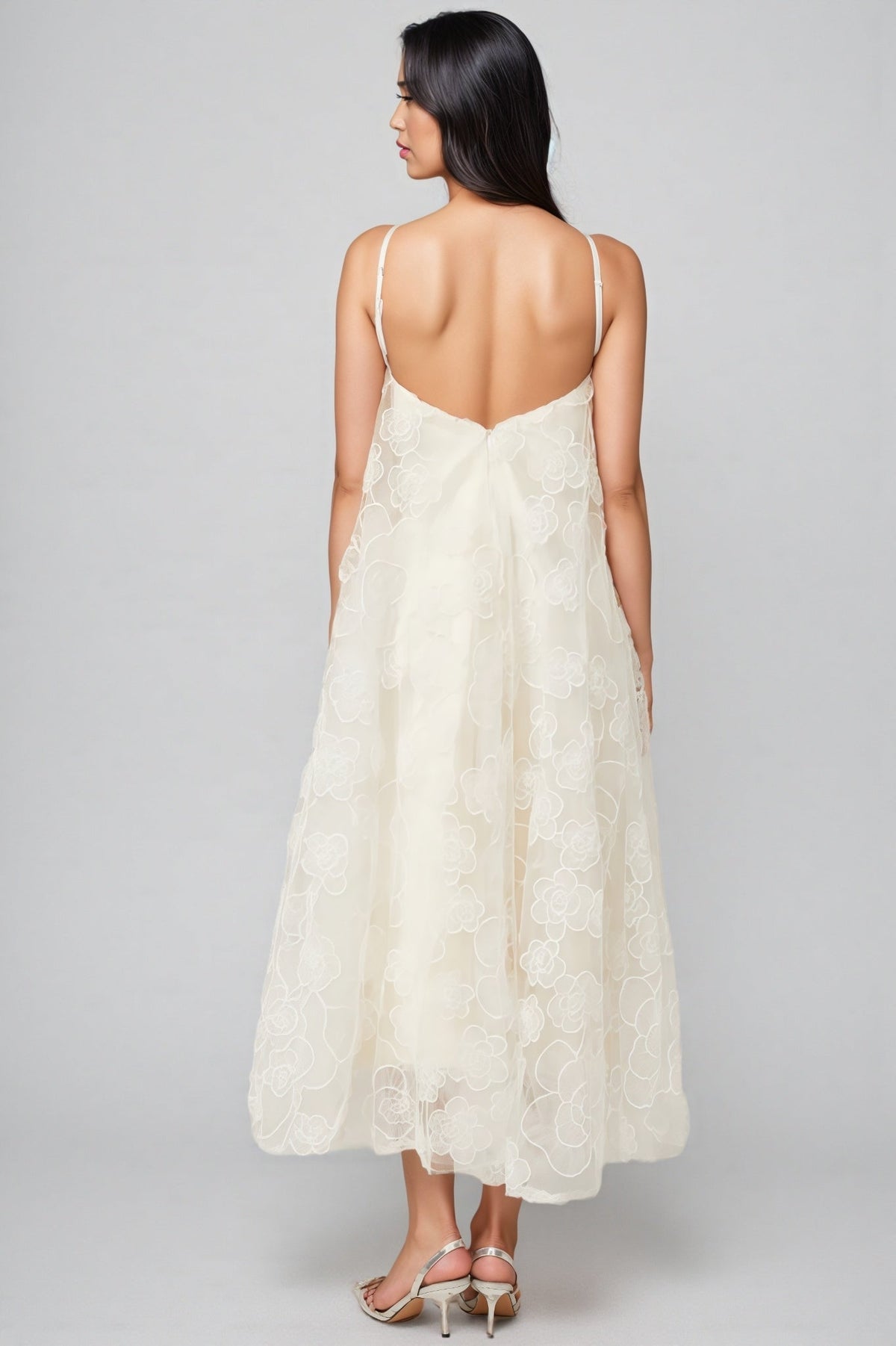 Eamon Neckless Backless Mesh Midi Dress - View 6