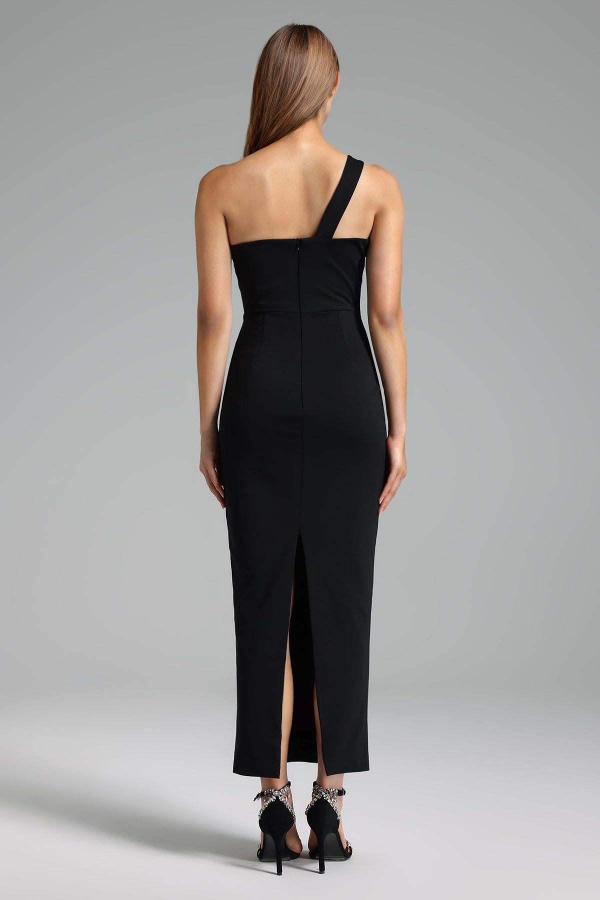 One Shouder Lace Up Maxi Dress - View 3