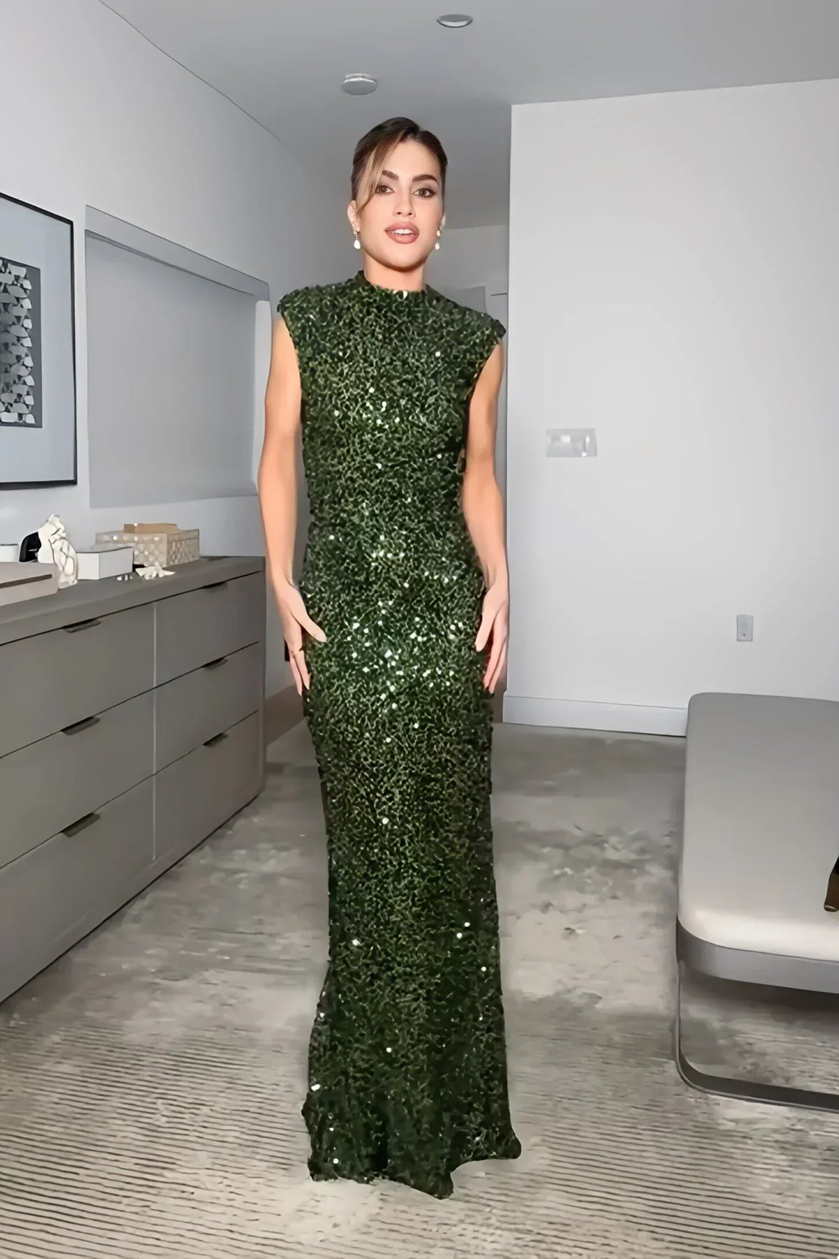 Rocío Elastic Sequin Backless Maxi Dress - View 4