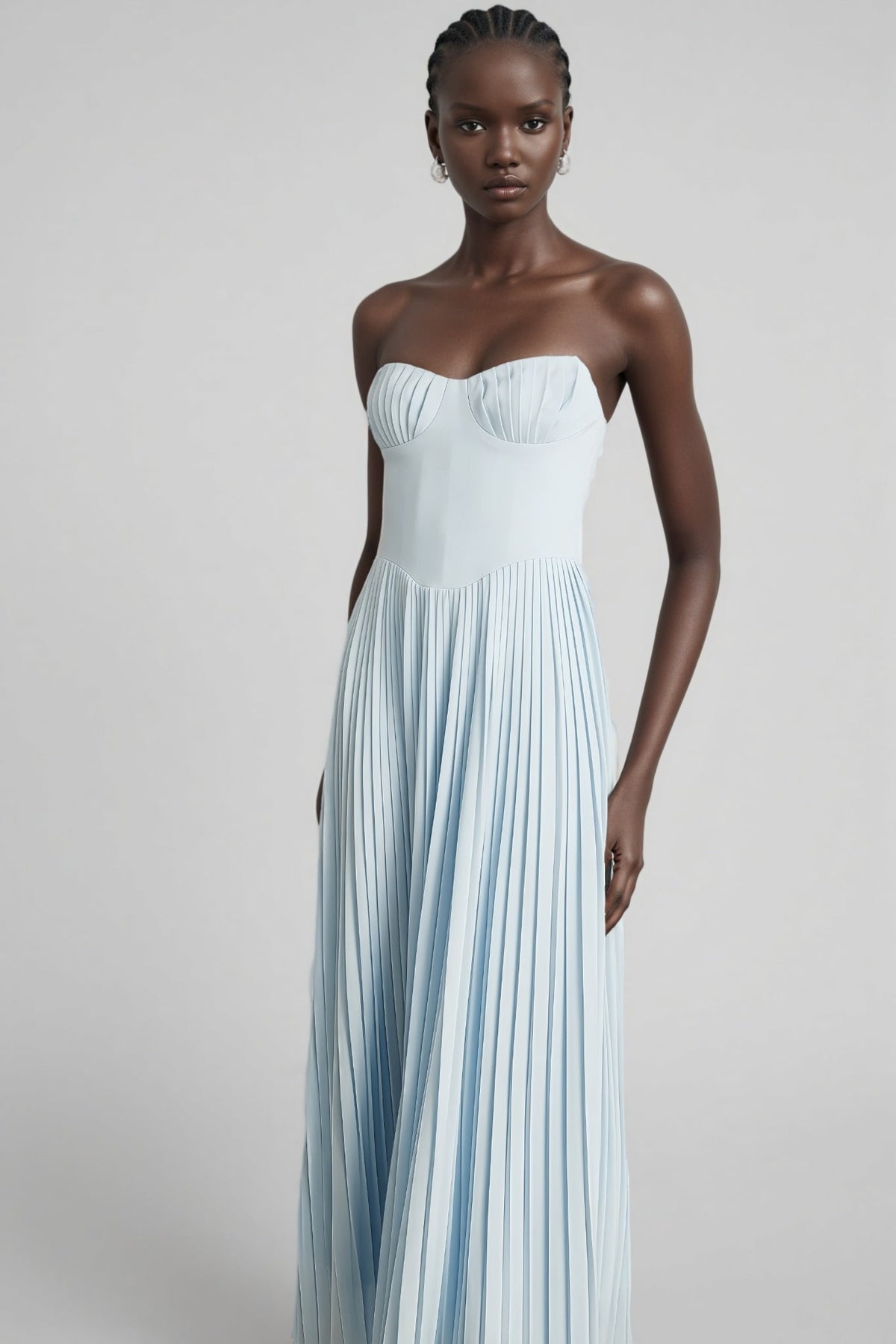 Dalia Blue Pleated Corset Maxi Dress - View 7