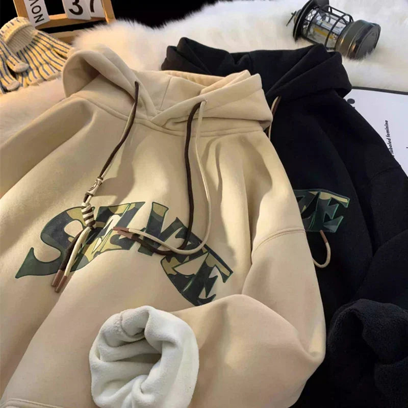 Camouflage Letter Print Punk Y2K Hoodie