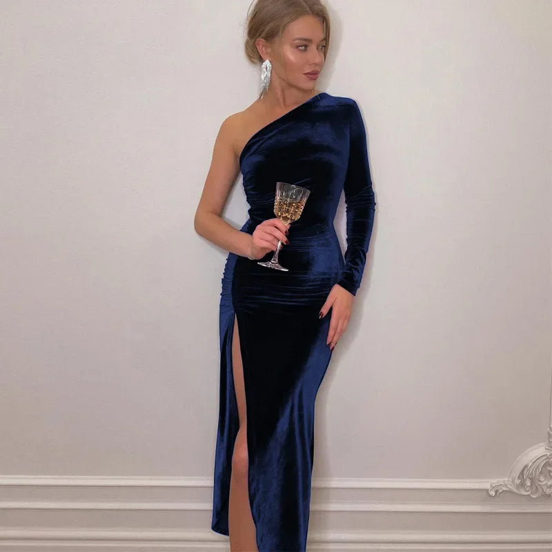 Halter Neck Backless Ruched Draped Asymmetric Bodycon Midi Dress - View 3