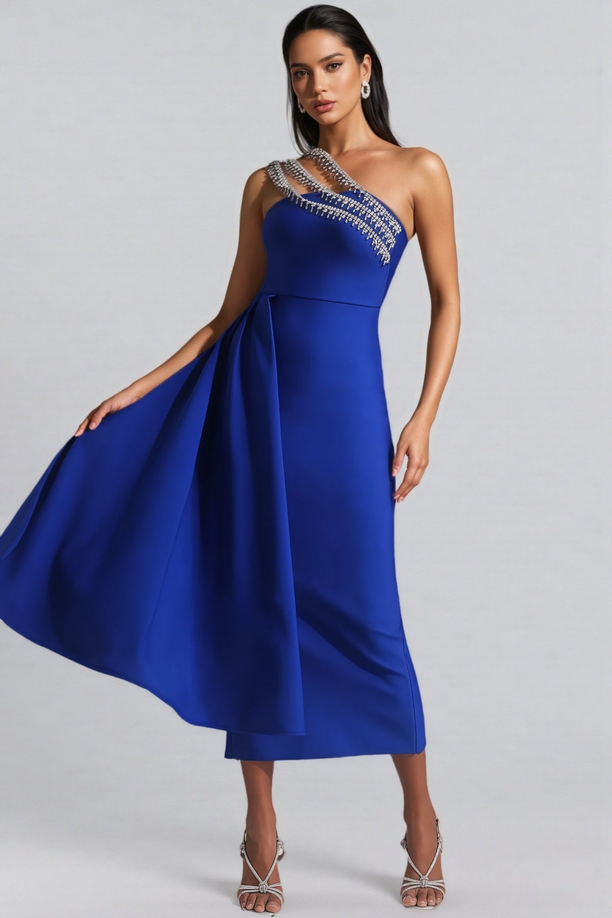 Sorenk One Shoulder Diamond Bandage Maxi Dress - View 2
