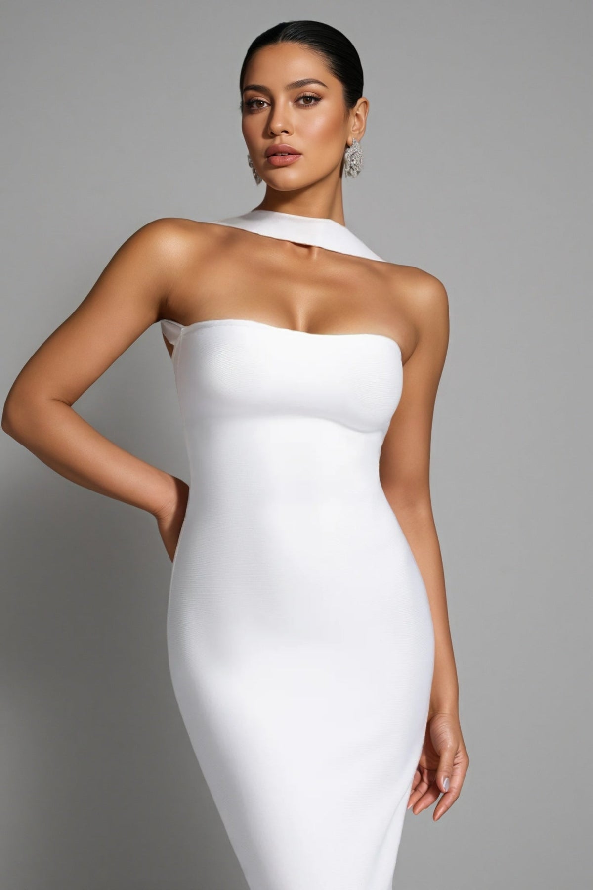 Strapless Choker Cut Out Bandage Mermaid Maxi Gown - View 3