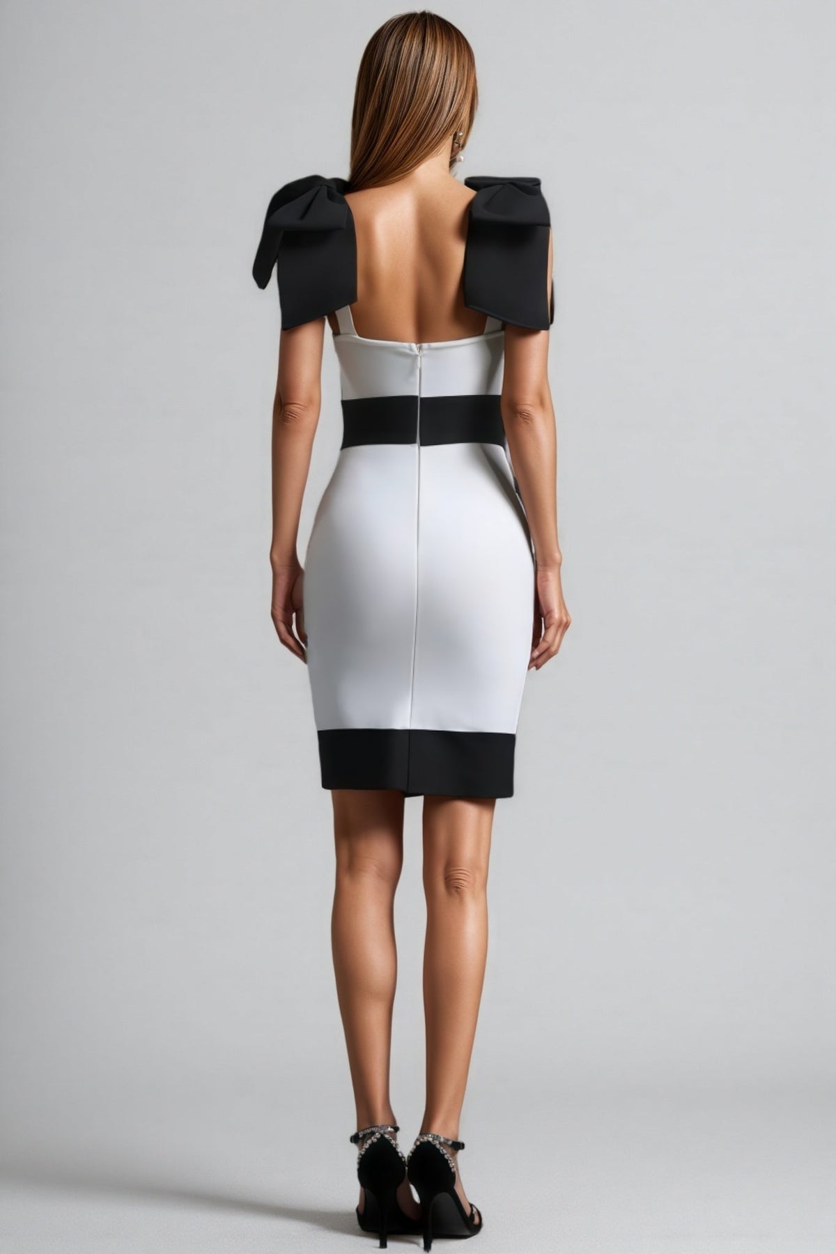 Bandage Shoulder Bow Wide Strap Bodycon Knee Length Mini Dress - View 5