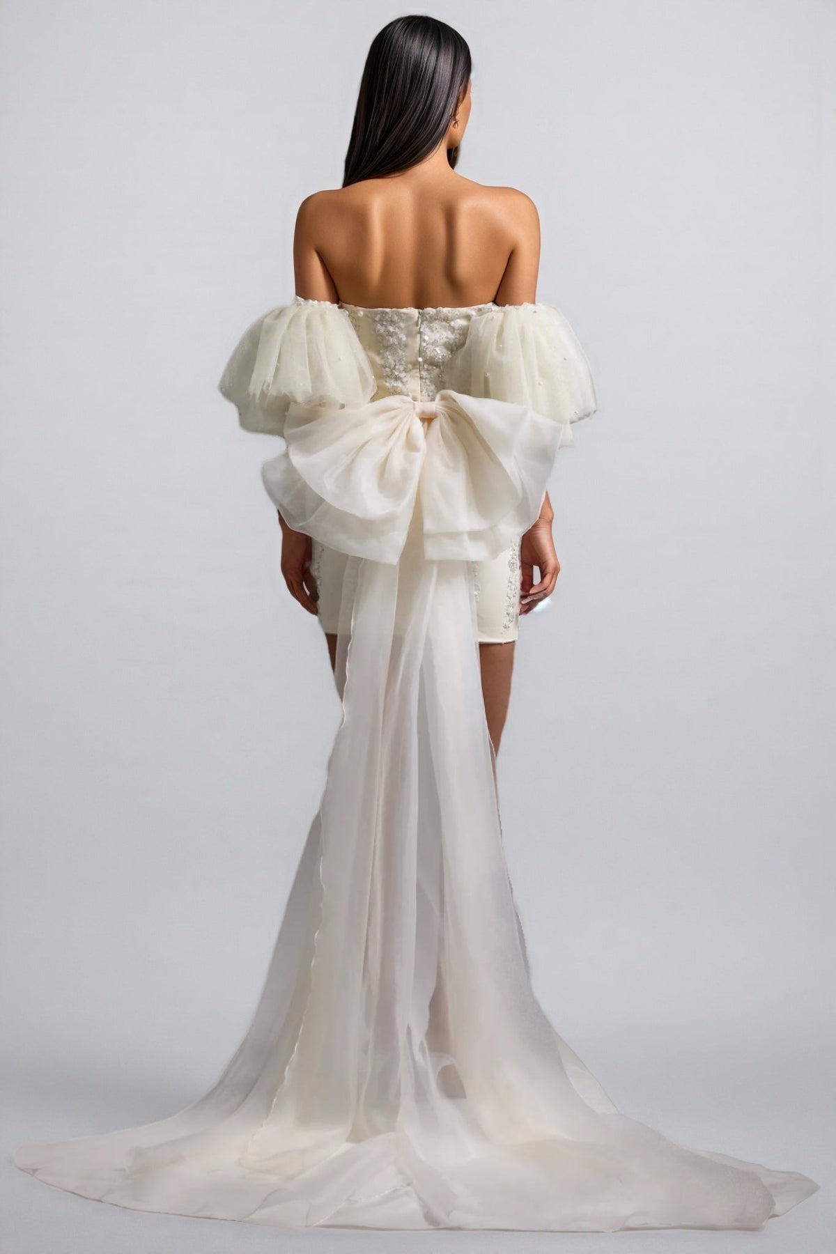 Sequin Sweetheart Off Shoulder Tulle Puff Sleeve Mini Dress - View 5