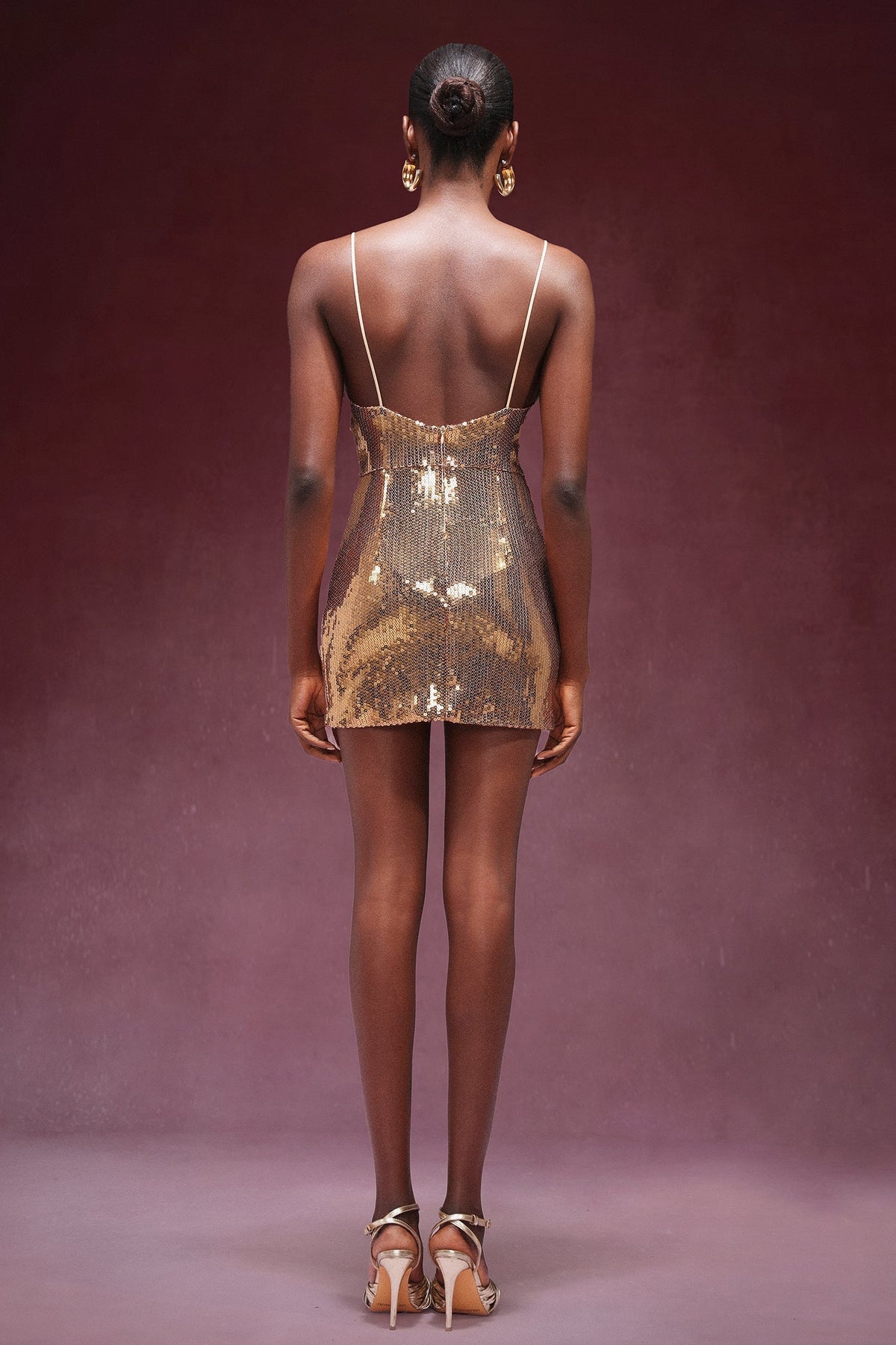 Sequin Cowl Neck Spaghetti Strap Slip Mini Dress - View 6