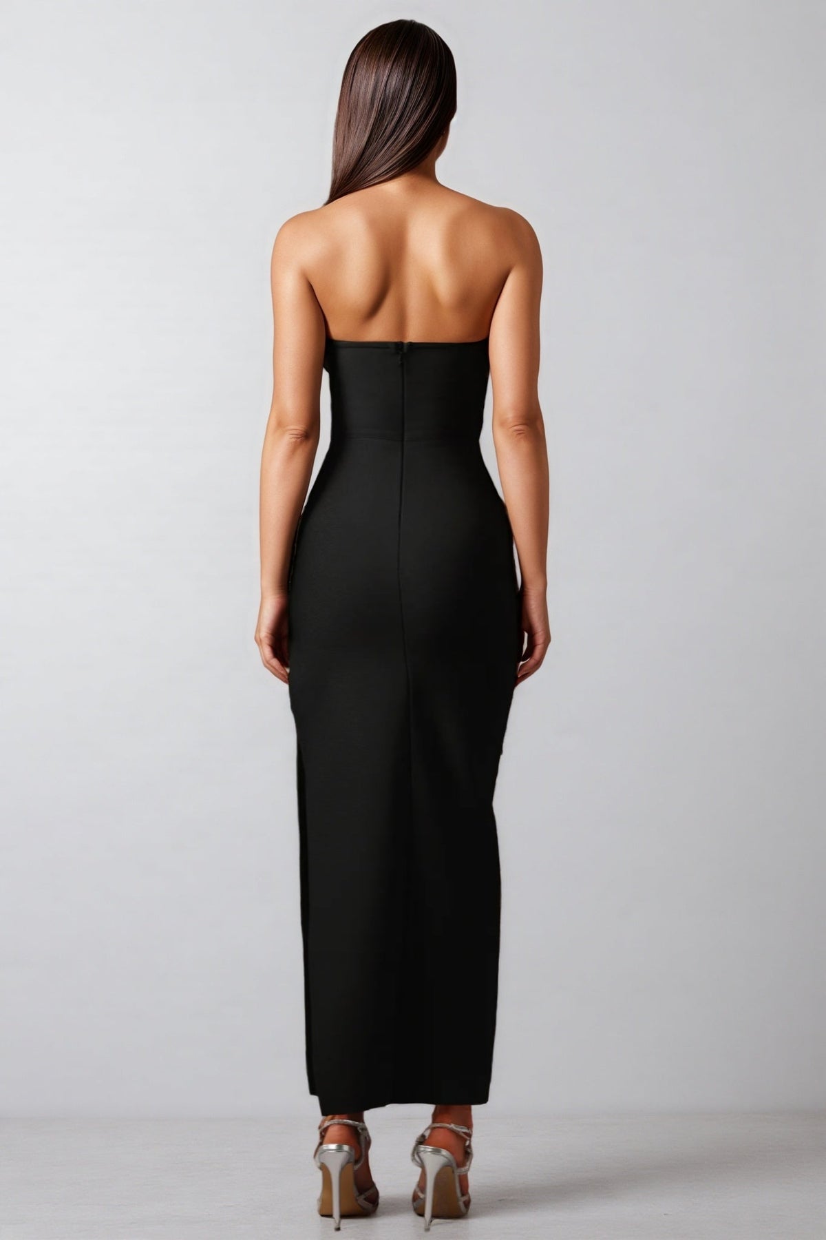 Strapless Wired Keyhole Bust High Split Bodycon Bandage Maxi Dress - View 5
