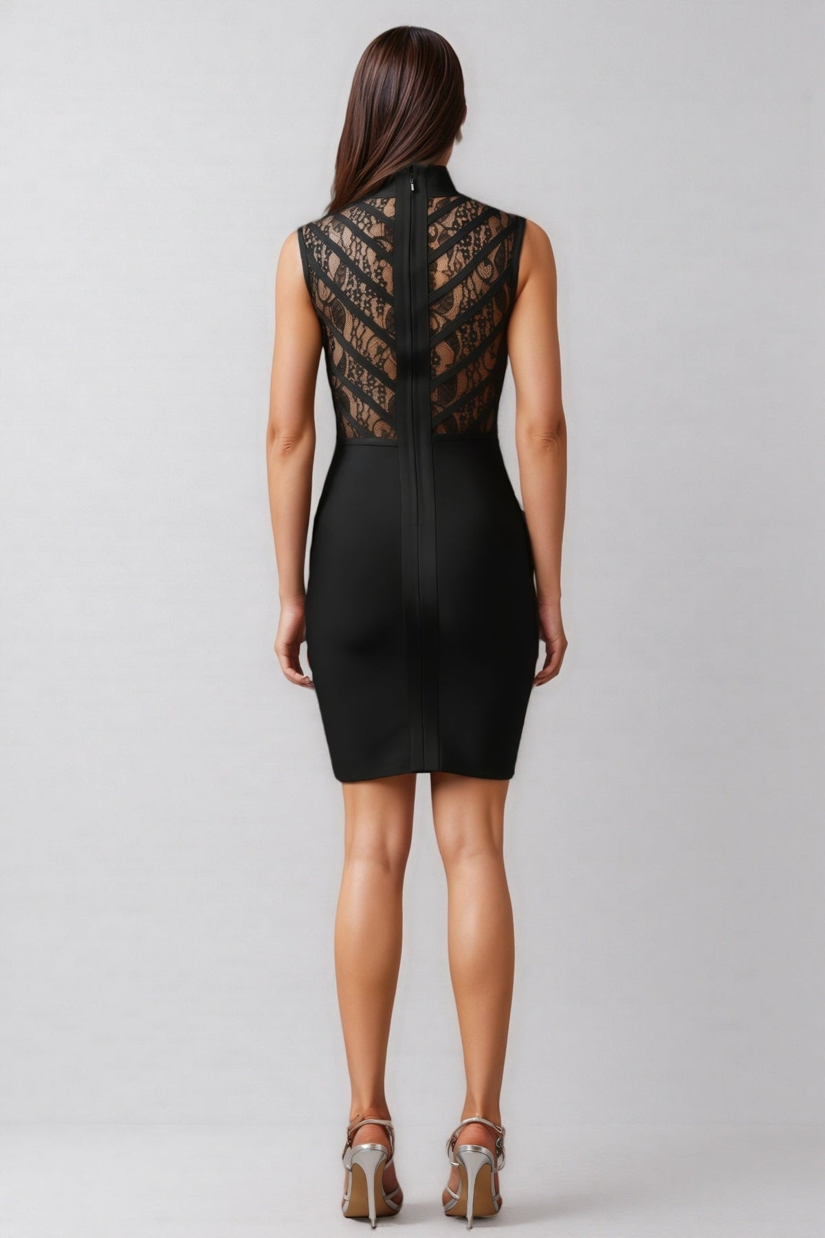 Zaroe Round Collar Sleeveless Lace Bandage Mini Dress - View 5