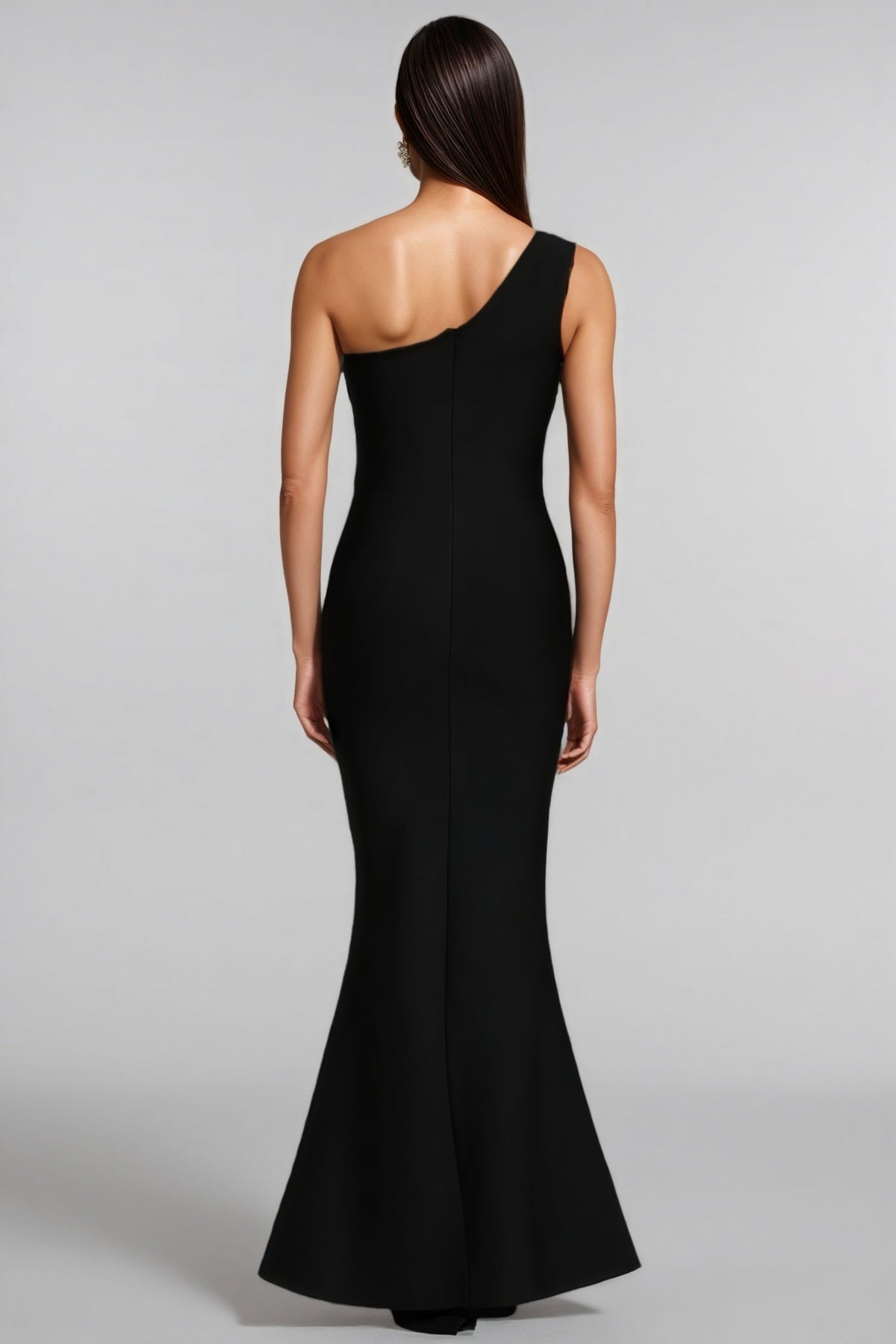 Beaded One Shoulder Sleeveless Column Maxi Gown - View 5