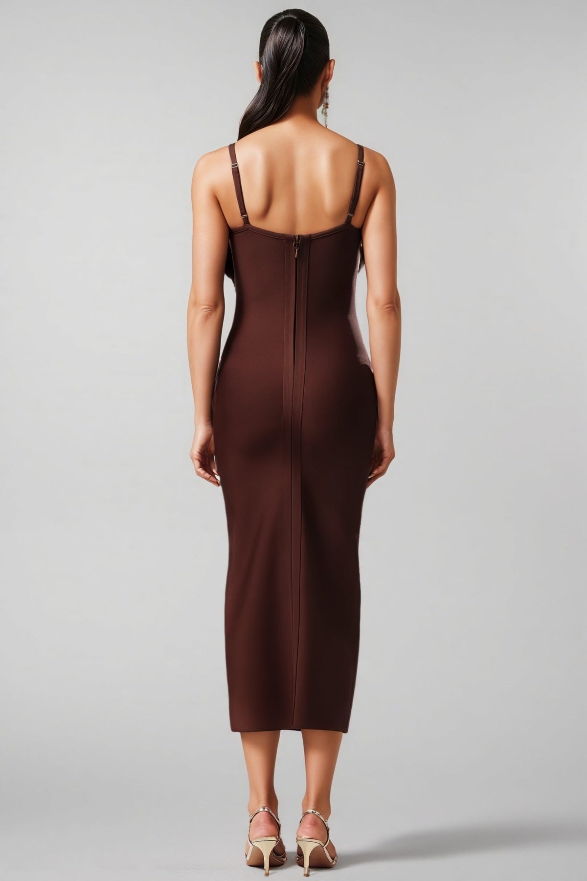 V-Neck Bandage 3D Floral Midi Dress - View 4