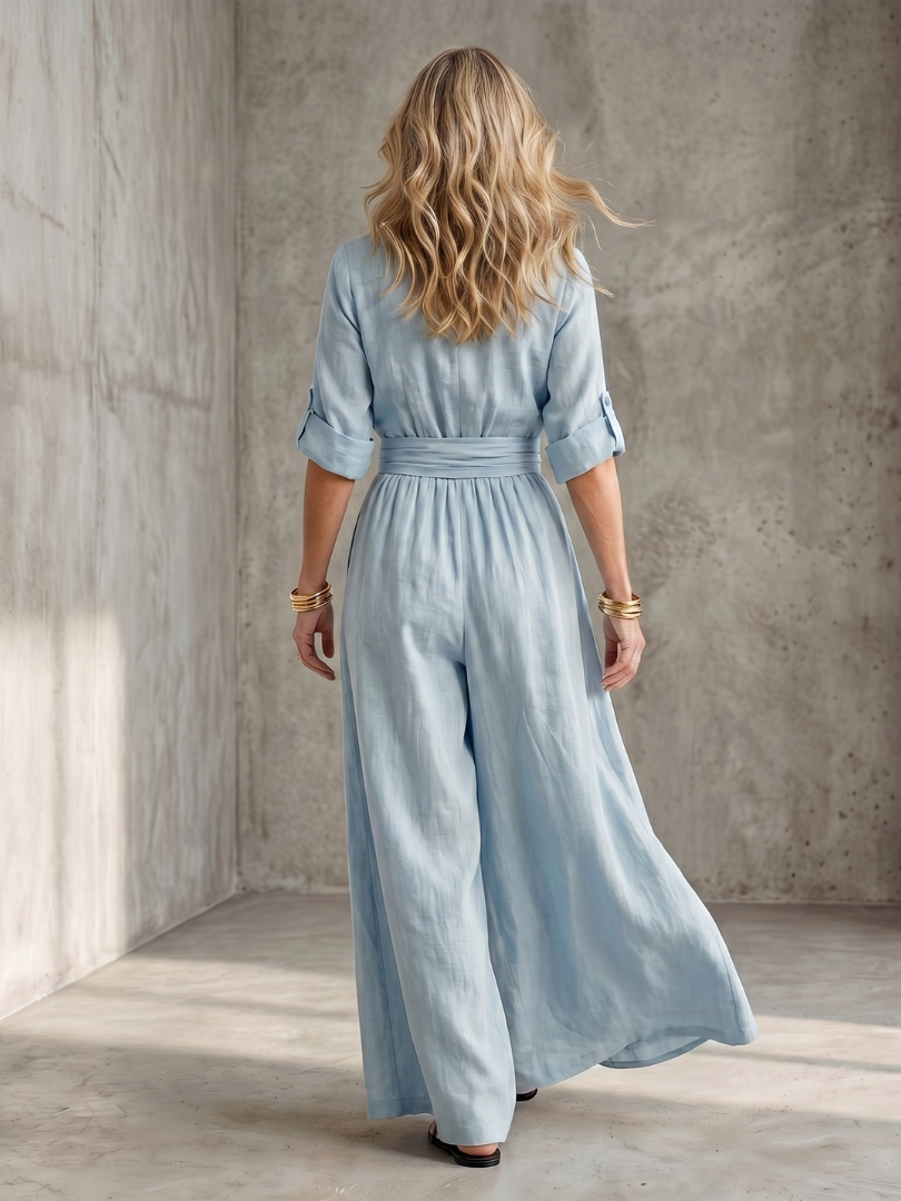 V-Neck Wrap Front Half Sleeve Wide Leg Jumpsuit 15