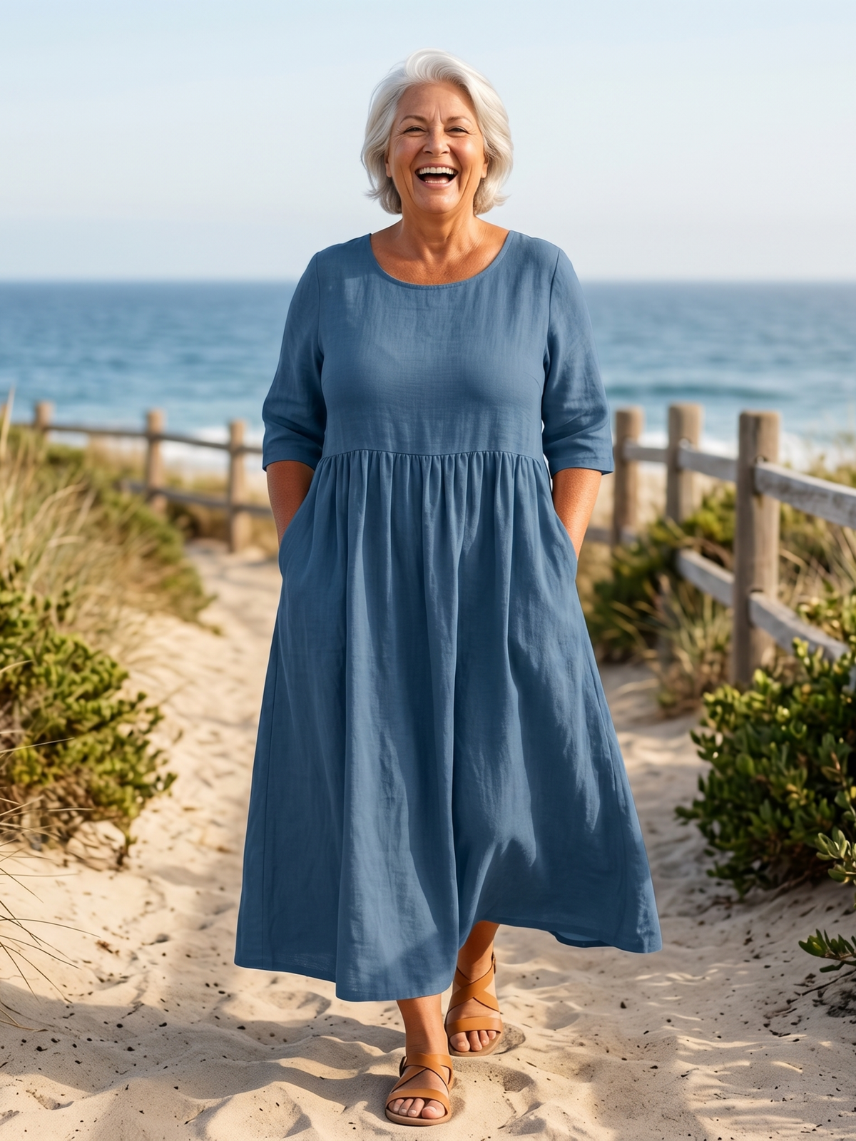 Round Neck Half Sleeve Tiered Maxi Dress 2