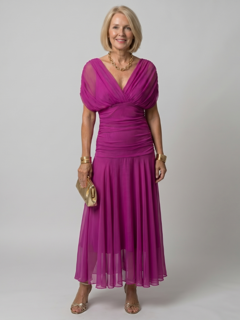 Floral Off Shoulder Ruched Chiffon Maxi Dress 19