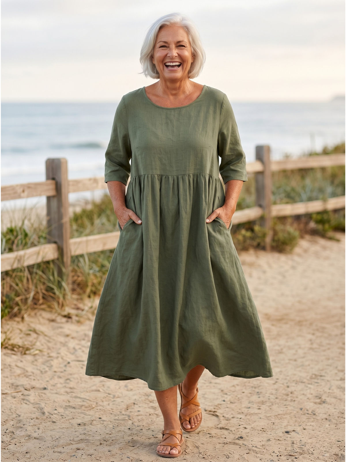 Round Neck Half Sleeve Tiered Maxi Dress 4