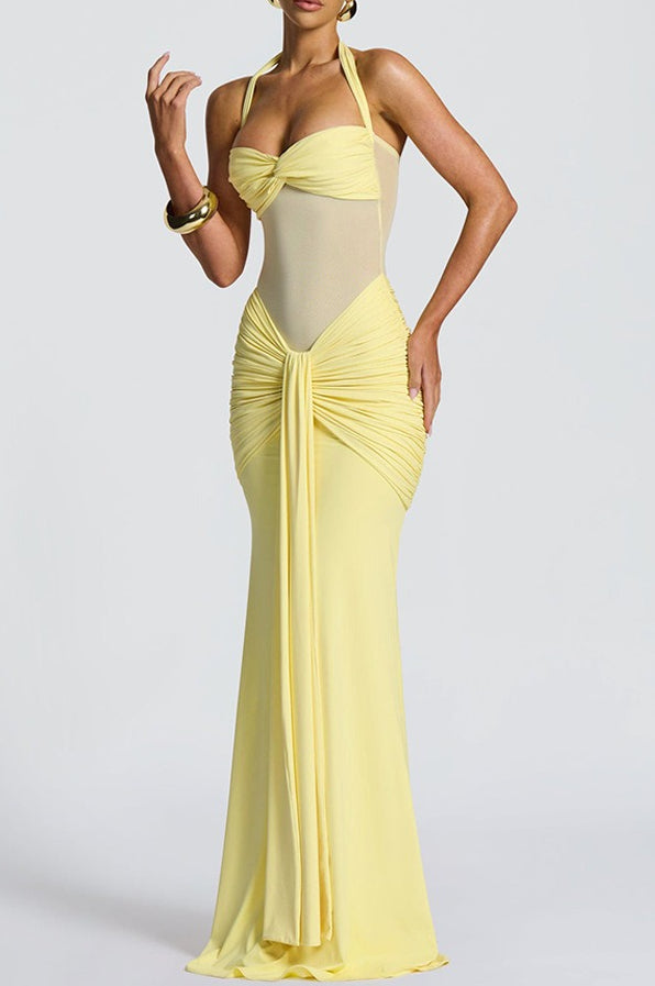 Mesh Panel Sash Maxi Dress - View 2