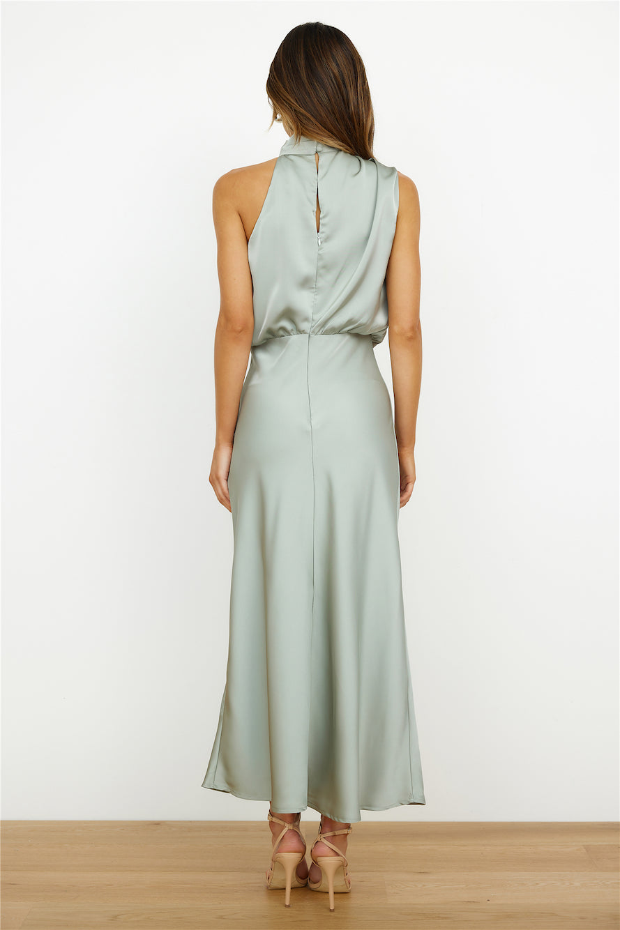 Satin Halter Neck Cowl Draped Sleeveless Midi Cocktail Dress - View 7