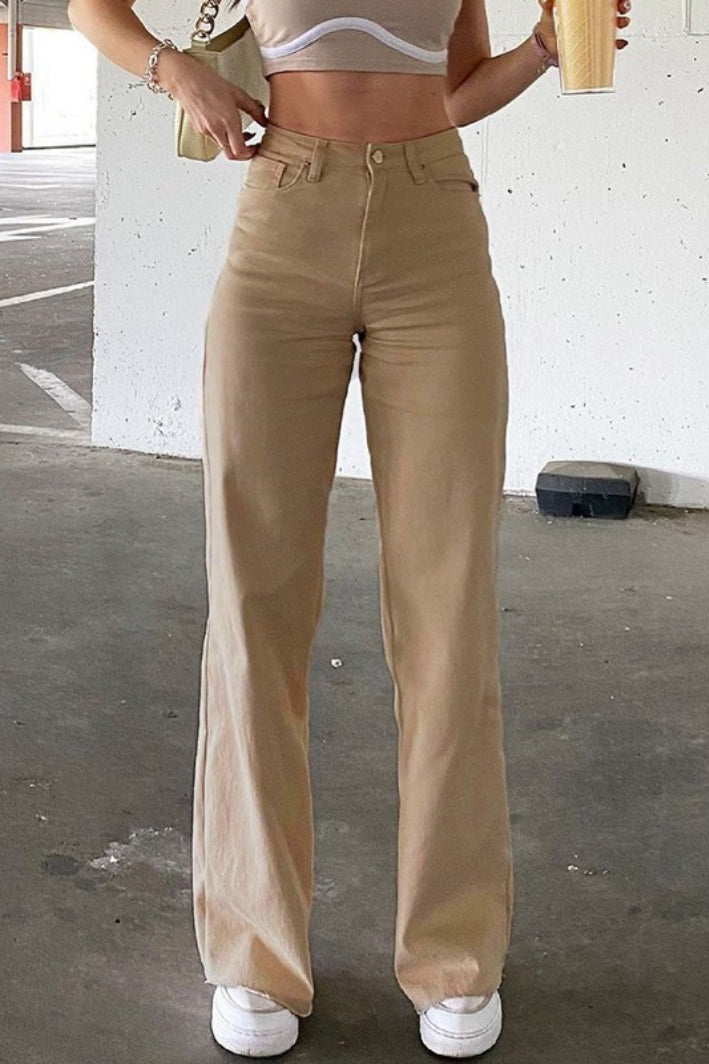 High-Waist Straight-Leg Denim Jeans