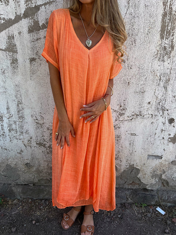 V-Neck Short Sleeve Textured Maxi Dress 7