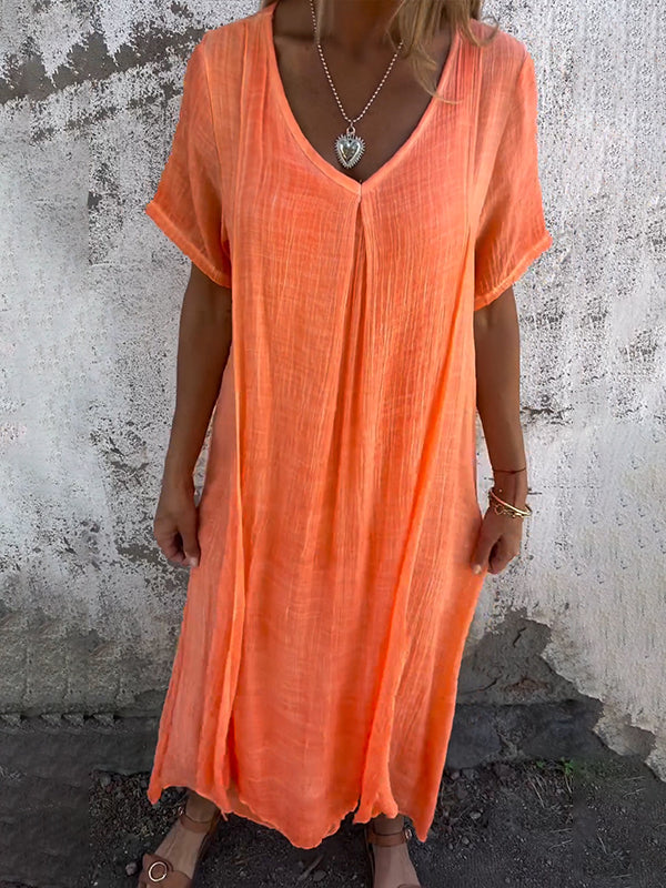 V-Neck Short Sleeve Textured Maxi Dress 11