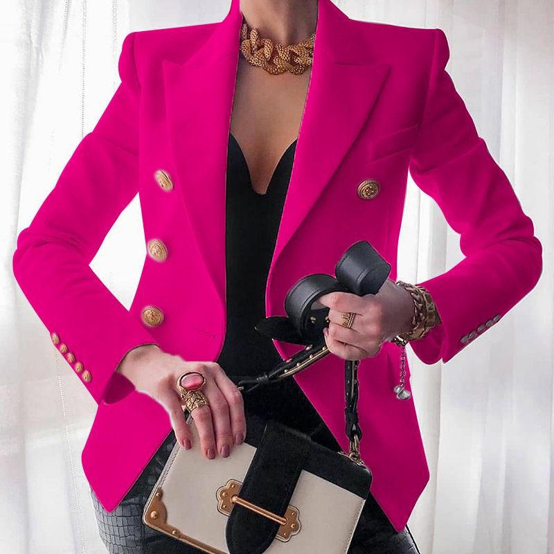 Peak Lapel Double Breasted Gold Button Blazer 6
