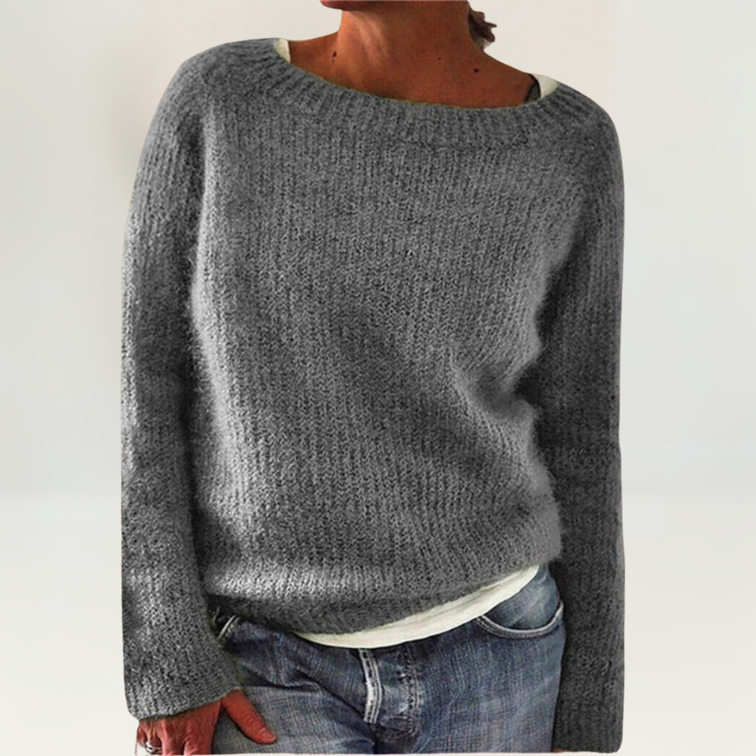 Boat Neck Long Sleeve Loose Knit Sweater 5