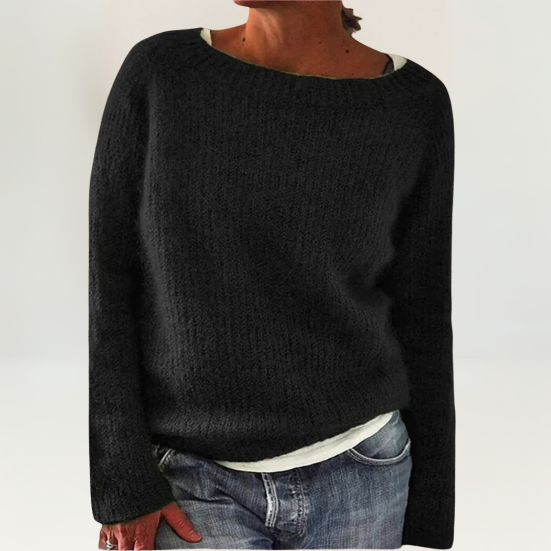 Boat Neck Long Sleeve Loose Knit Sweater 7