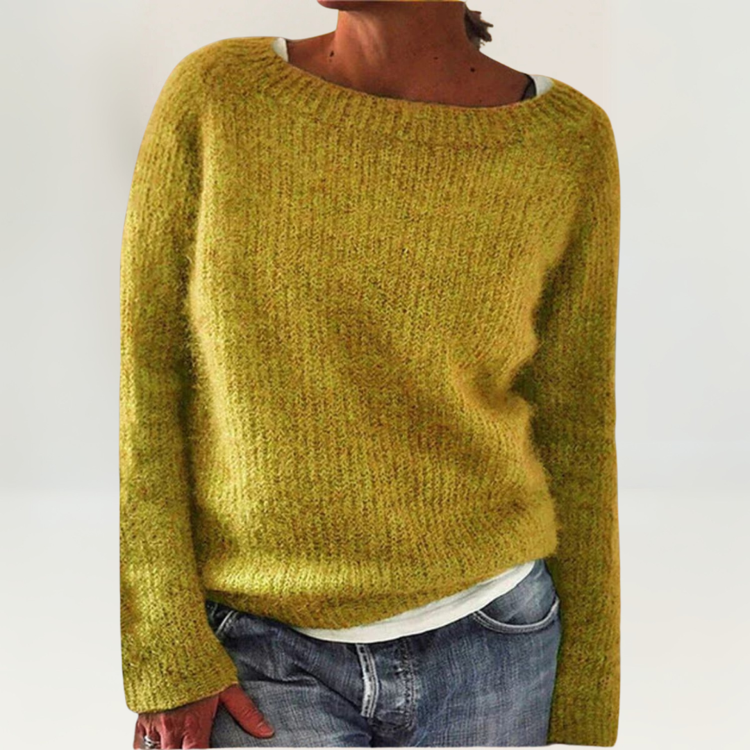 Boat Neck Long Sleeve Loose Knit Sweater 3