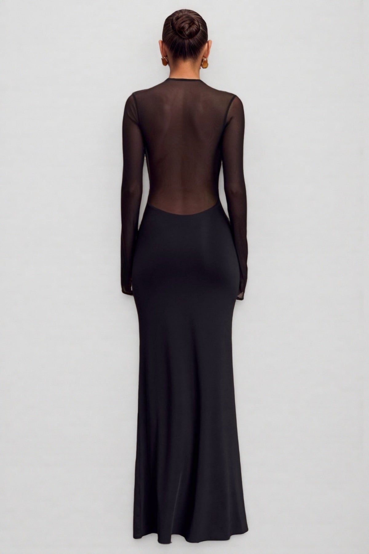 Odette Mesh Long Sleeve Maxi Dress - View 4