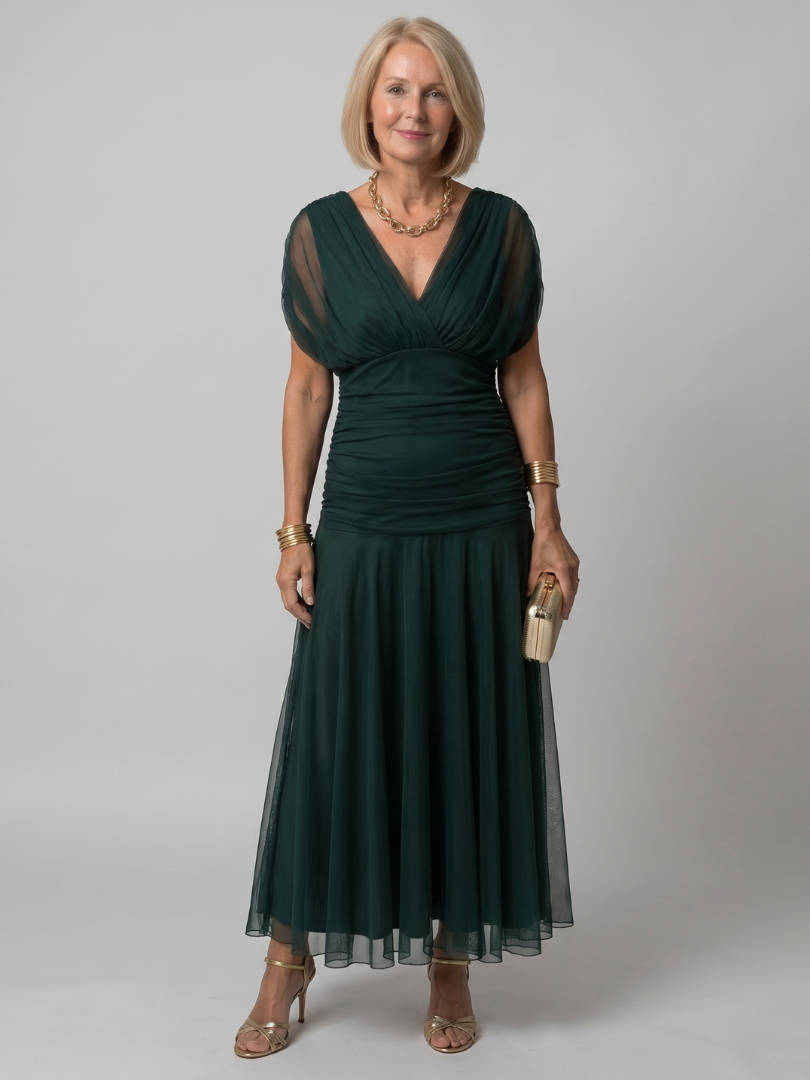 Floral Off Shoulder Ruched Chiffon Maxi Dress 23