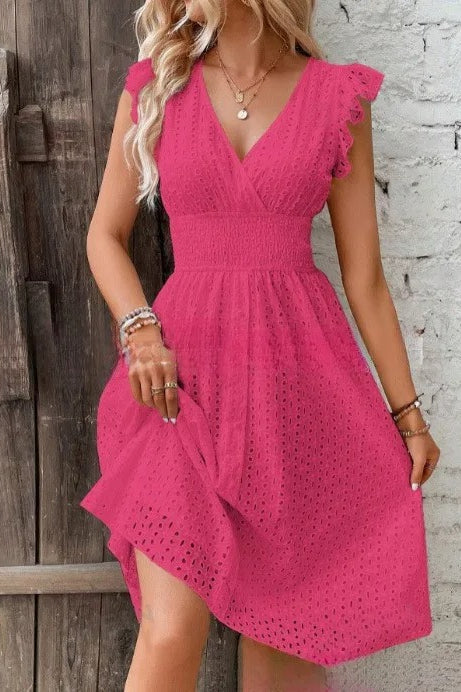 VNeck Lace Waist Mini Dress - View 6