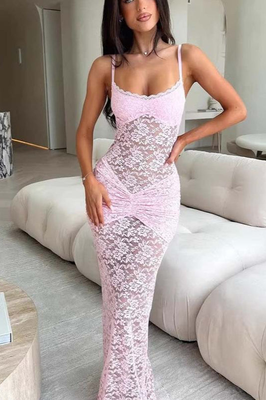 Lace Sheer Mesh Dress