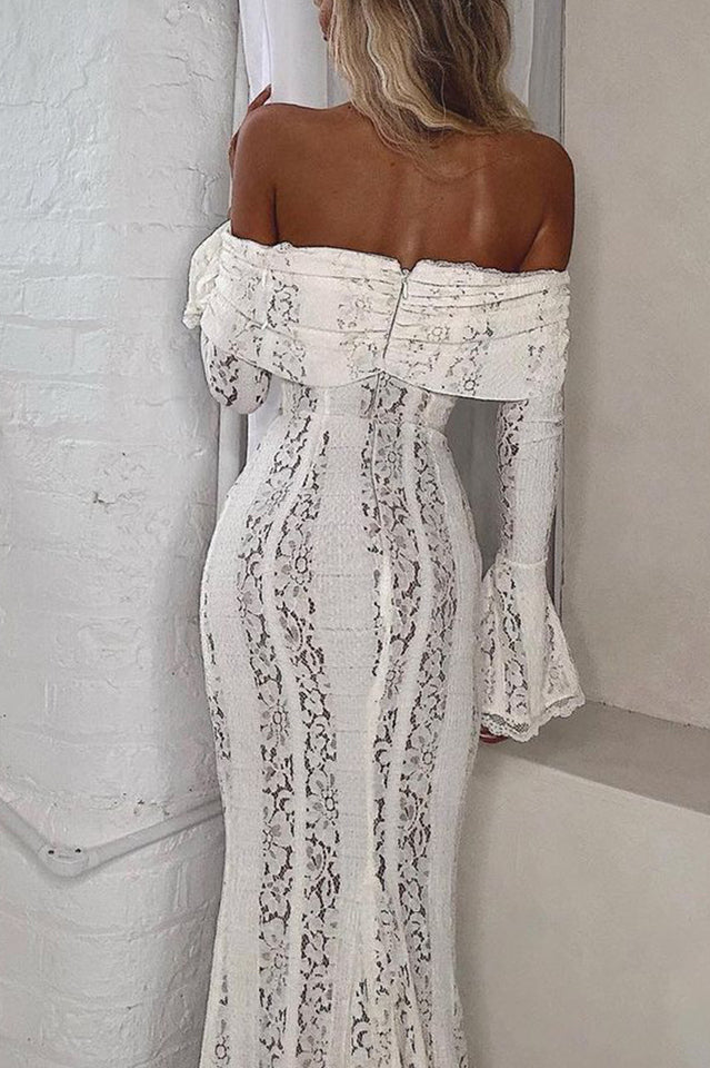 Belle Floral Lace Off Shoulder Maxi Dress - View 4