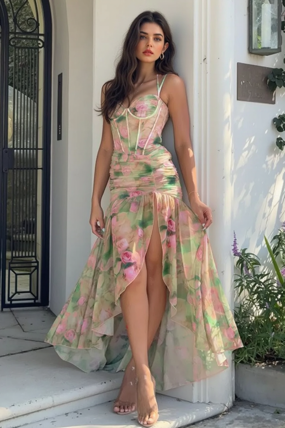 Backless Sheer Mesh Dress