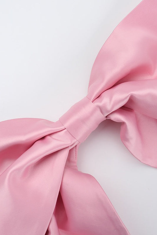 Strapless Satin Bow Back Fit and Flare Mini Party Dress - View 5