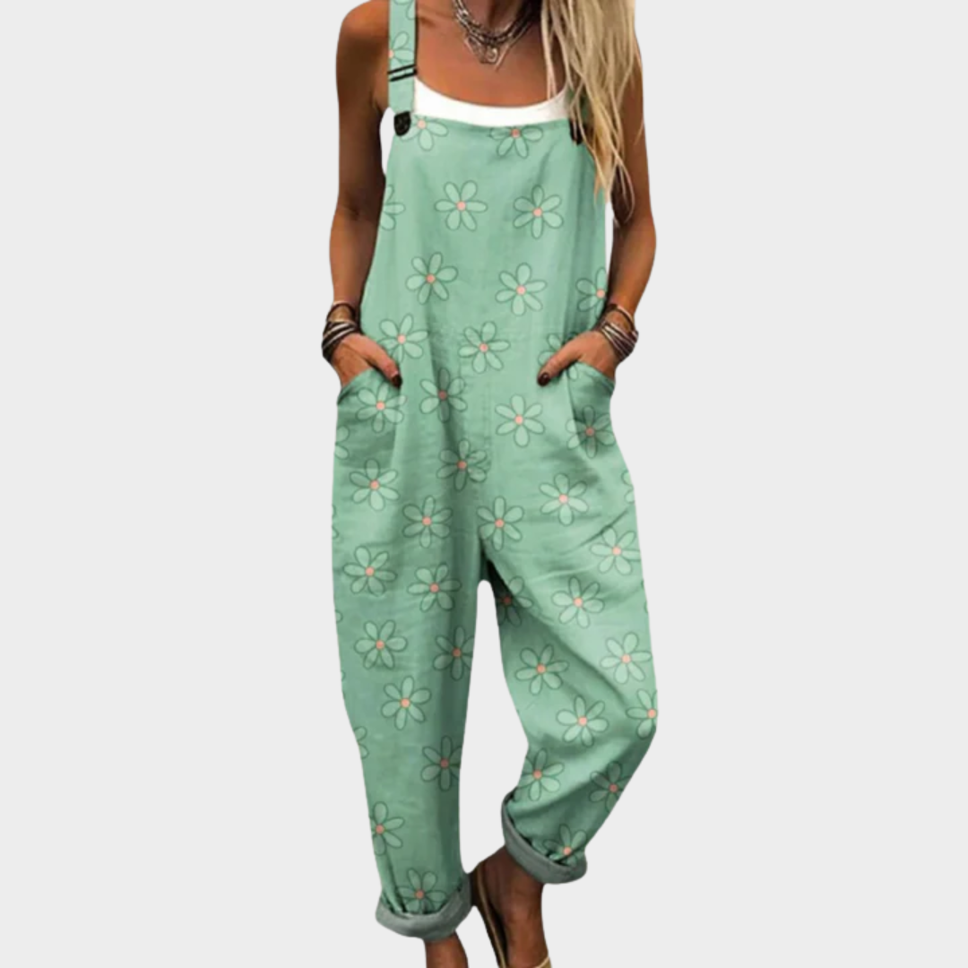 Daisy Floral Wide Leg Overall Jumpsuit