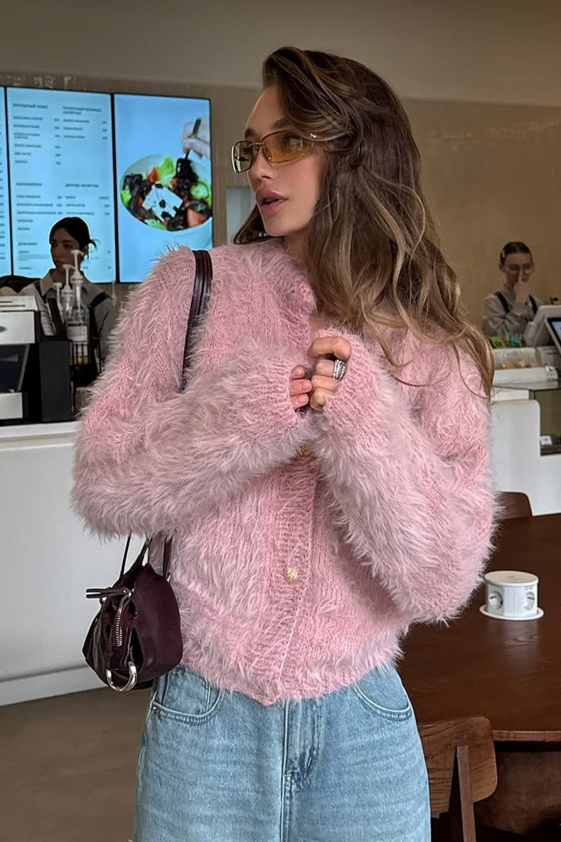 Heavyweight Plush Faux Fur Relaxed Cardigan