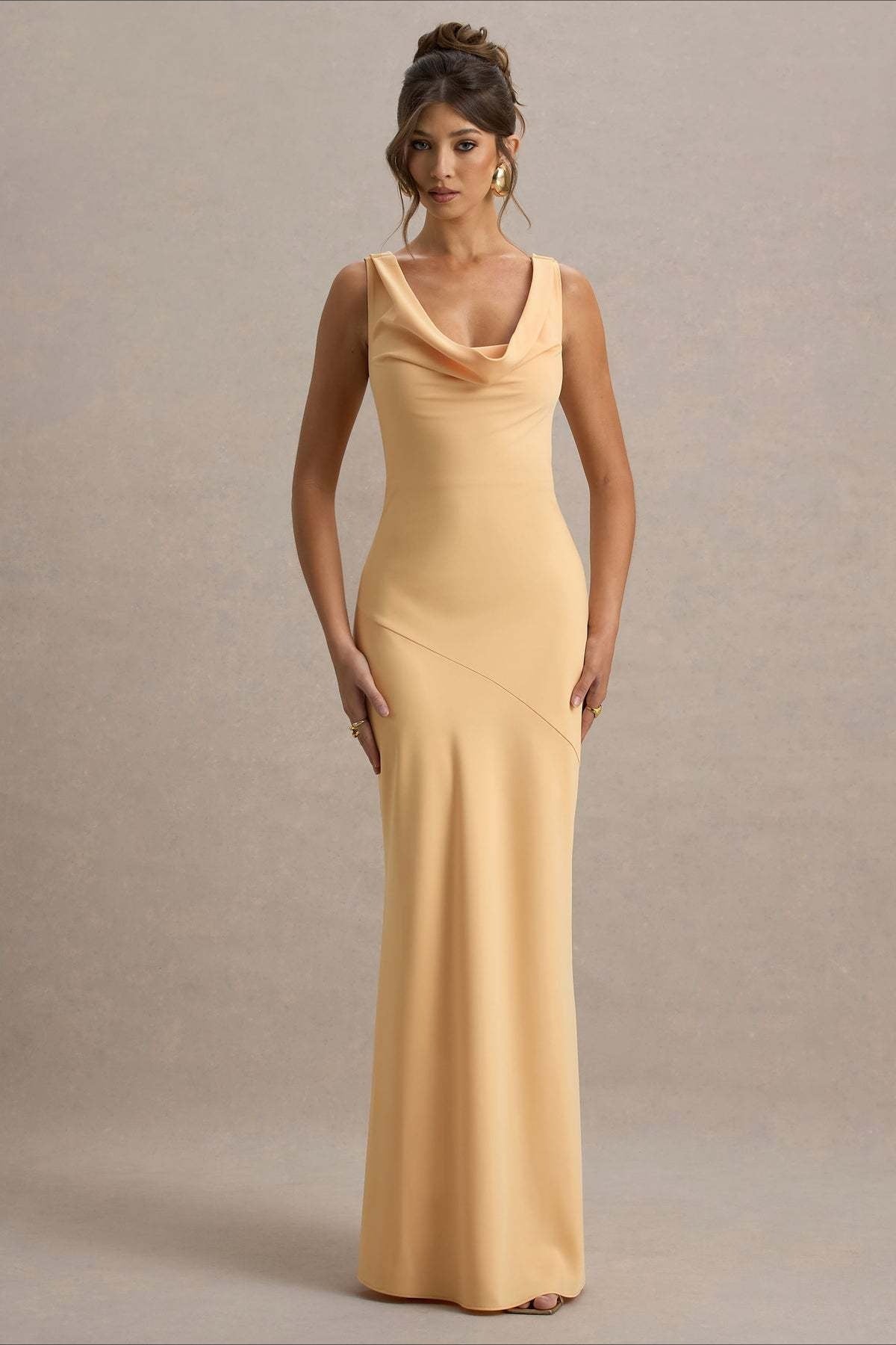 Satin Mermaid Low-Back Party Dress in Blue - View 24