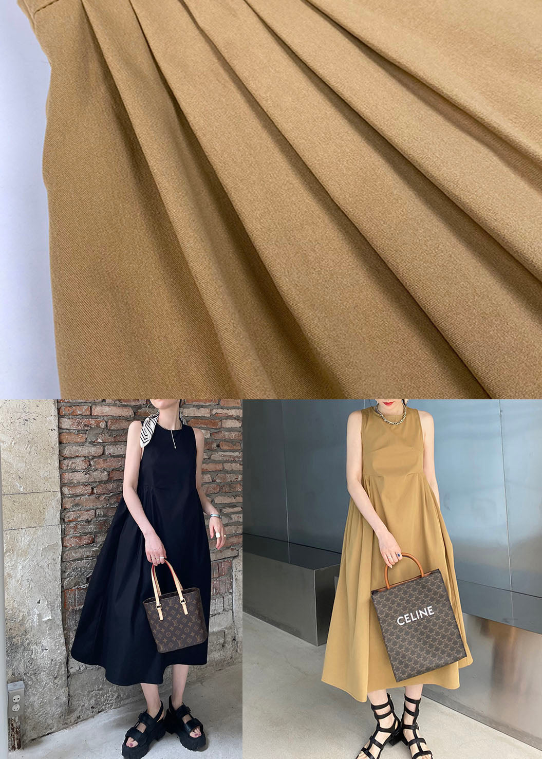 Sleeveless Round Neck High Waist Gathered Pleated Maxi Dress - View 5