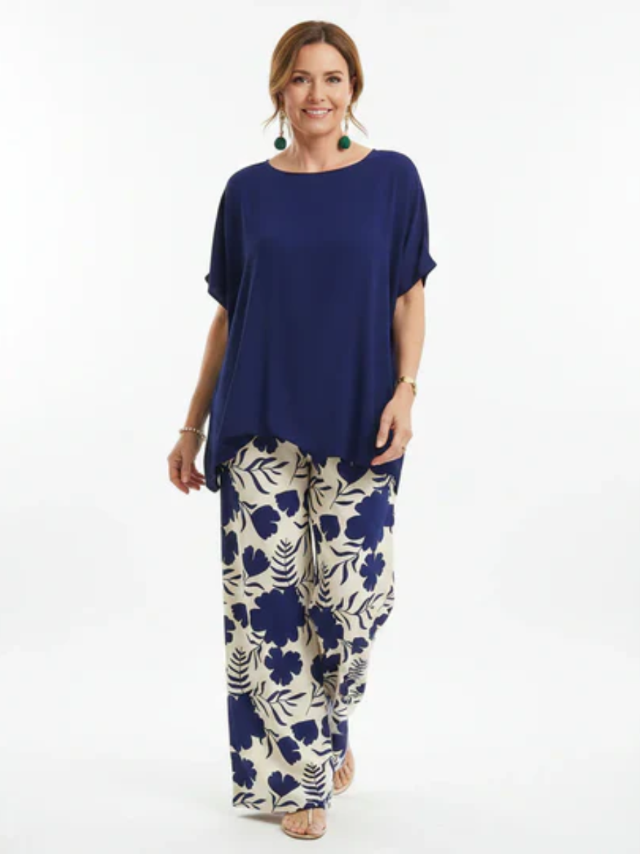 Short Sleeve Top and Floral Wide Leg Pants Two Piece Set 5