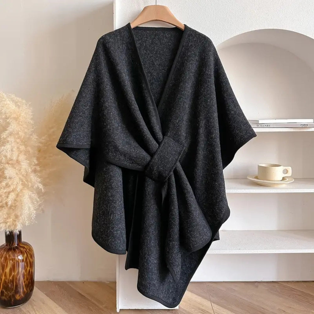 Open Front Draped Wrap Poncho Cape 7