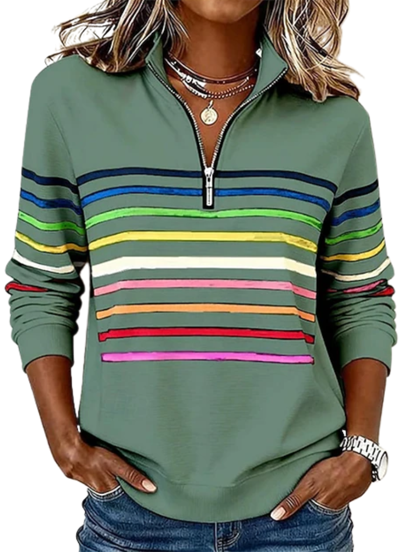 Striped Quarter Zip Long Sleeve Sweatshirt 2