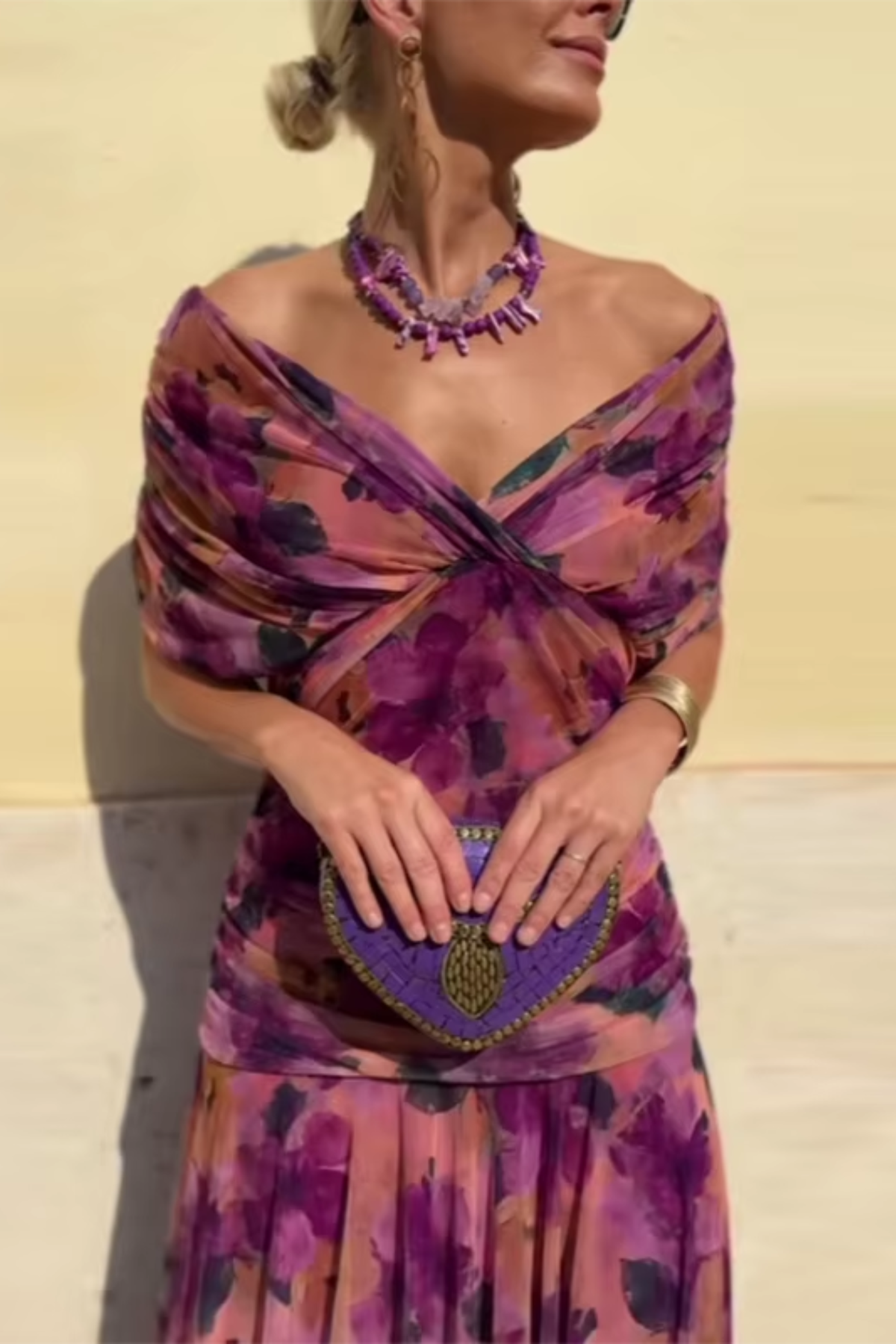 Floral Off Shoulder Twist Front Maxi Dress 3