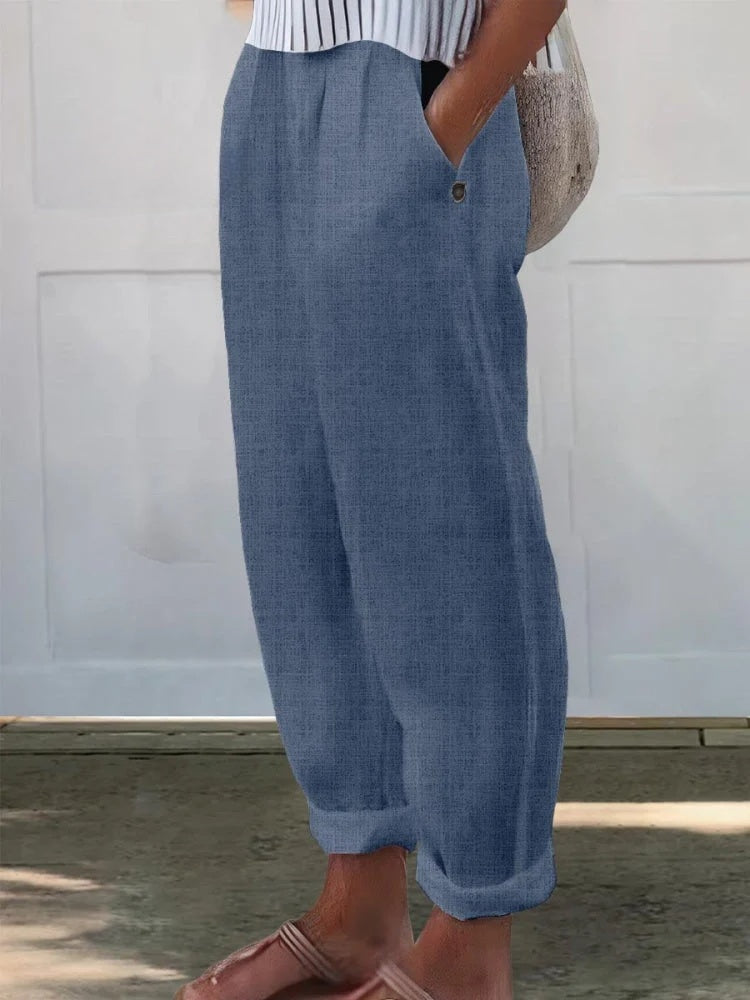 High Waist Tapered Pocket Casual Pants 2