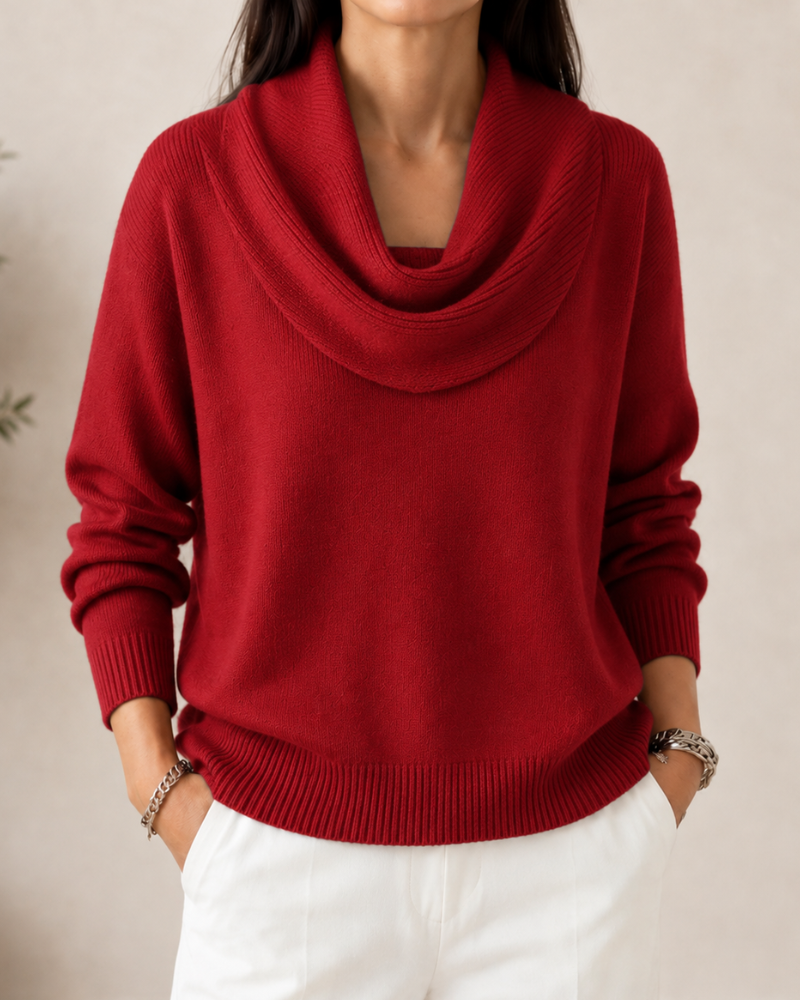 Cowl Neck Long Sleeve Knit Sweater 2