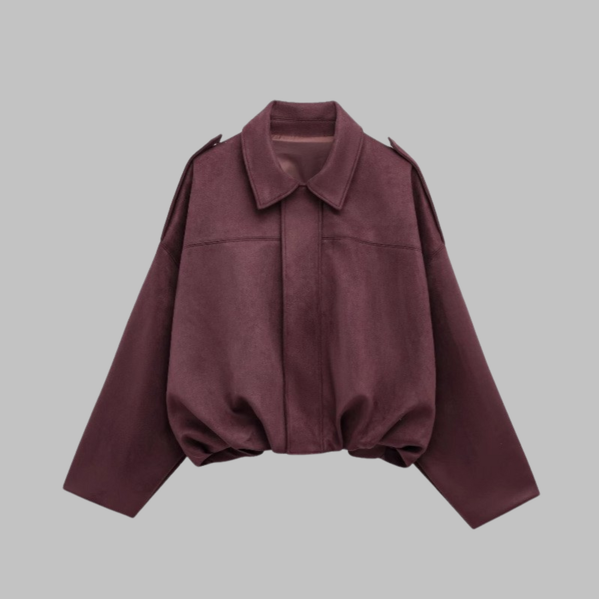 Collared Zip Front Epaulette Oversized Bomber Jacket 4