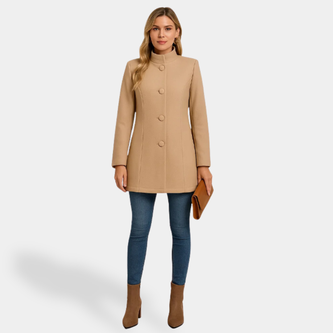 Stand Collar Button Front Longline Coat 2