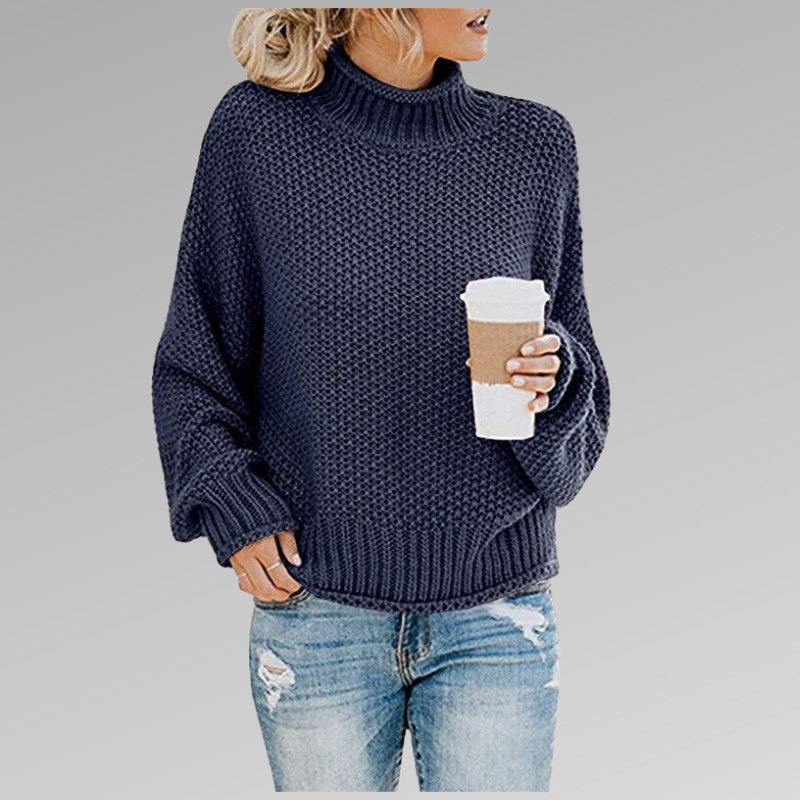 Turtleneck Drop Shoulder Chunky Knit Oversized Sweater 7