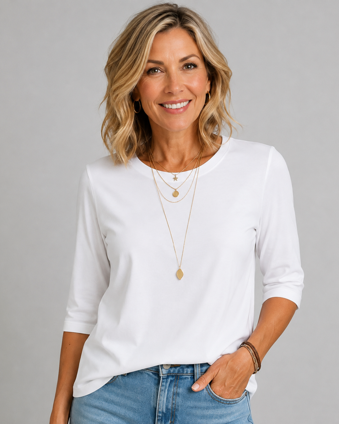Round Neck Half Sleeve Drop Shoulder Tee 3